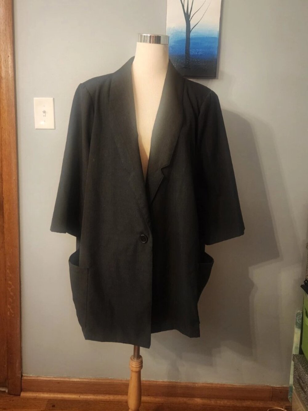 ONLY Necessities Women's Plus 22W Black Blazer Short Sleeve Shoulder Pads